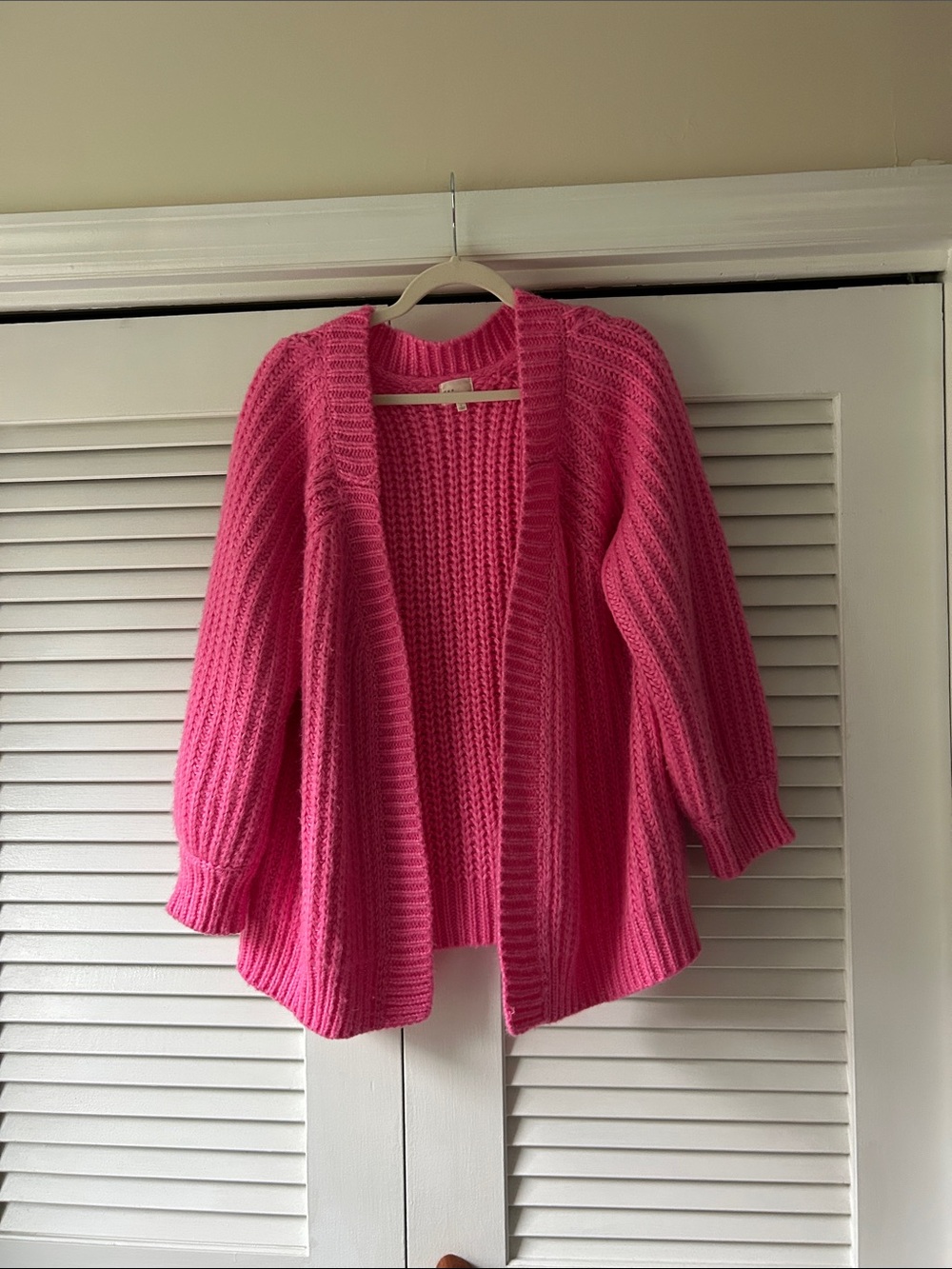 Open-Front Chunky Knit Cardigan - Bright Pink
